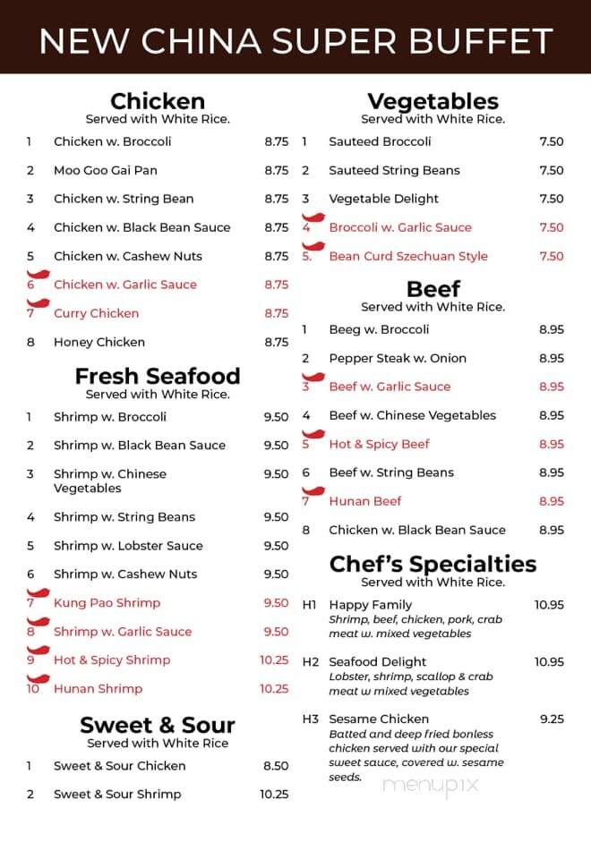 New China Buffet - Tahlequah, OK menu_pic