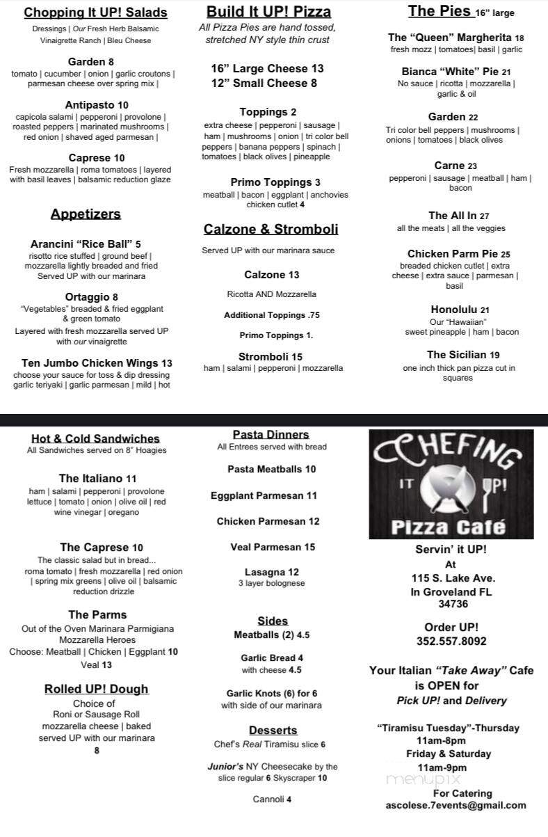 Chefing It Up Pizza Cafe - Groveland, FL menu_pic