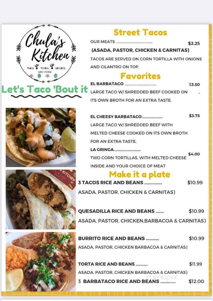 Chula's Kitchen - Fort Worth, TX menu_pic