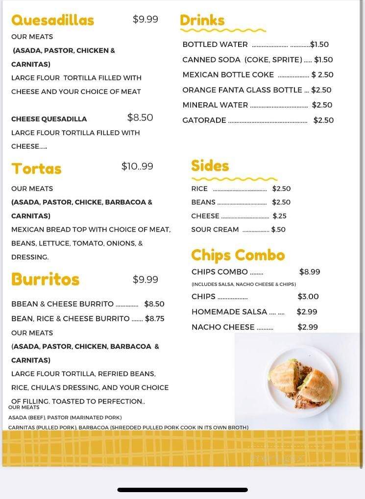 Chula's Kitchen - Fort Worth, TX menu_pic