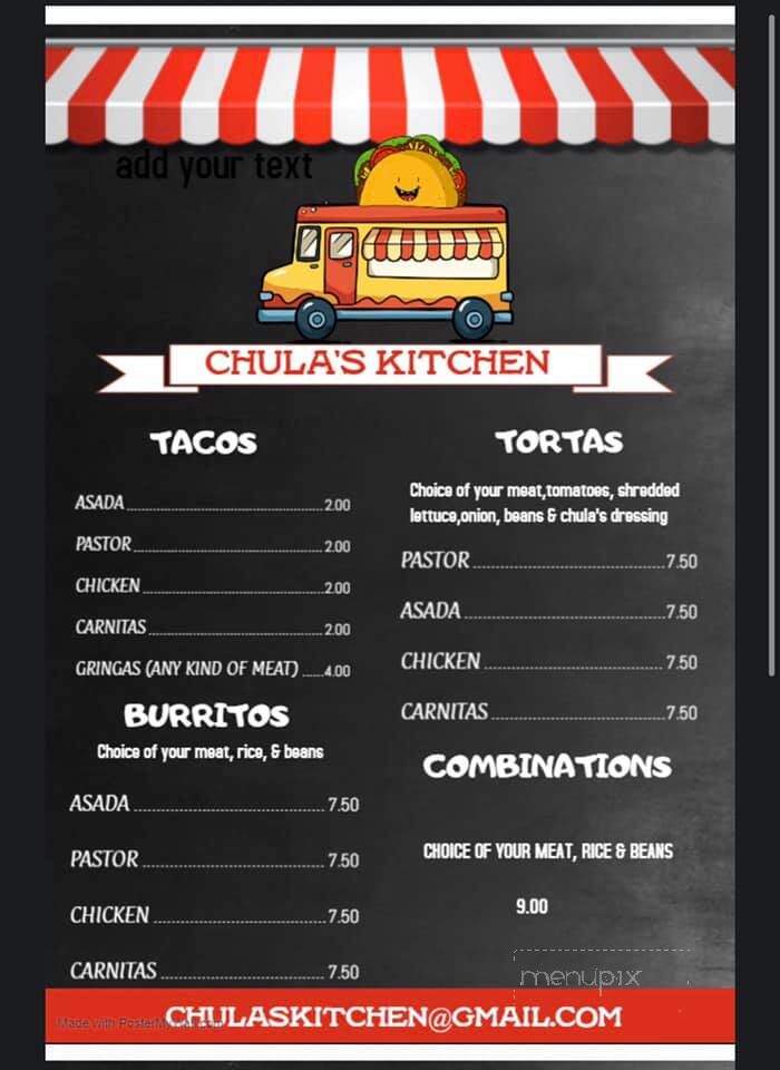 Chula's Kitchen - Fort Worth, TX menu_pic