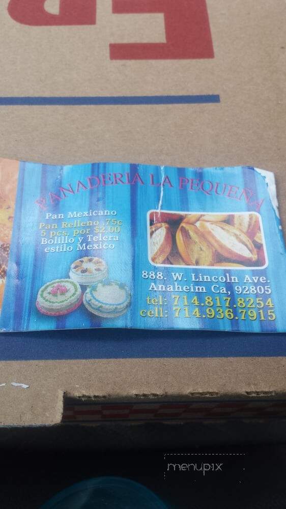 Panaderia La Pequena - Anaheim, CA menu_pic