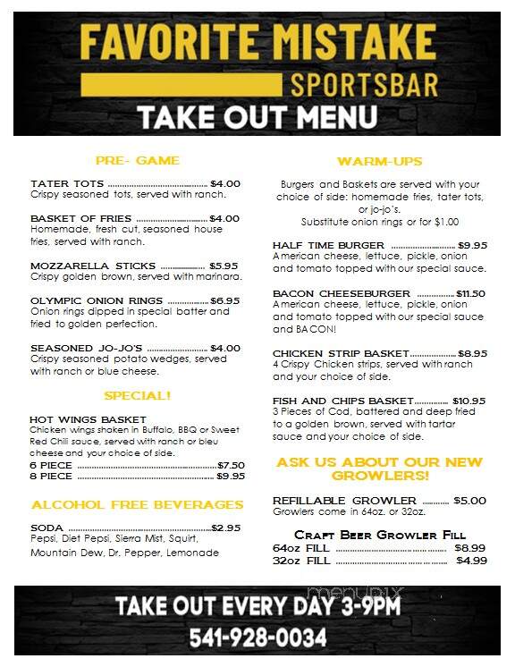 Favorite Mistake Sports Bar - Albany, OR menu_pic