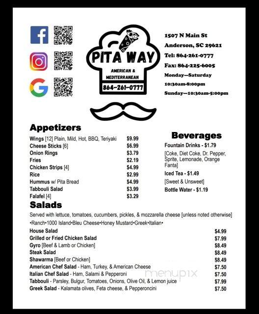 Pita Way - Anderson, SC menu_pic