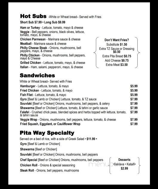 Pita Way - Anderson, SC menu_pic