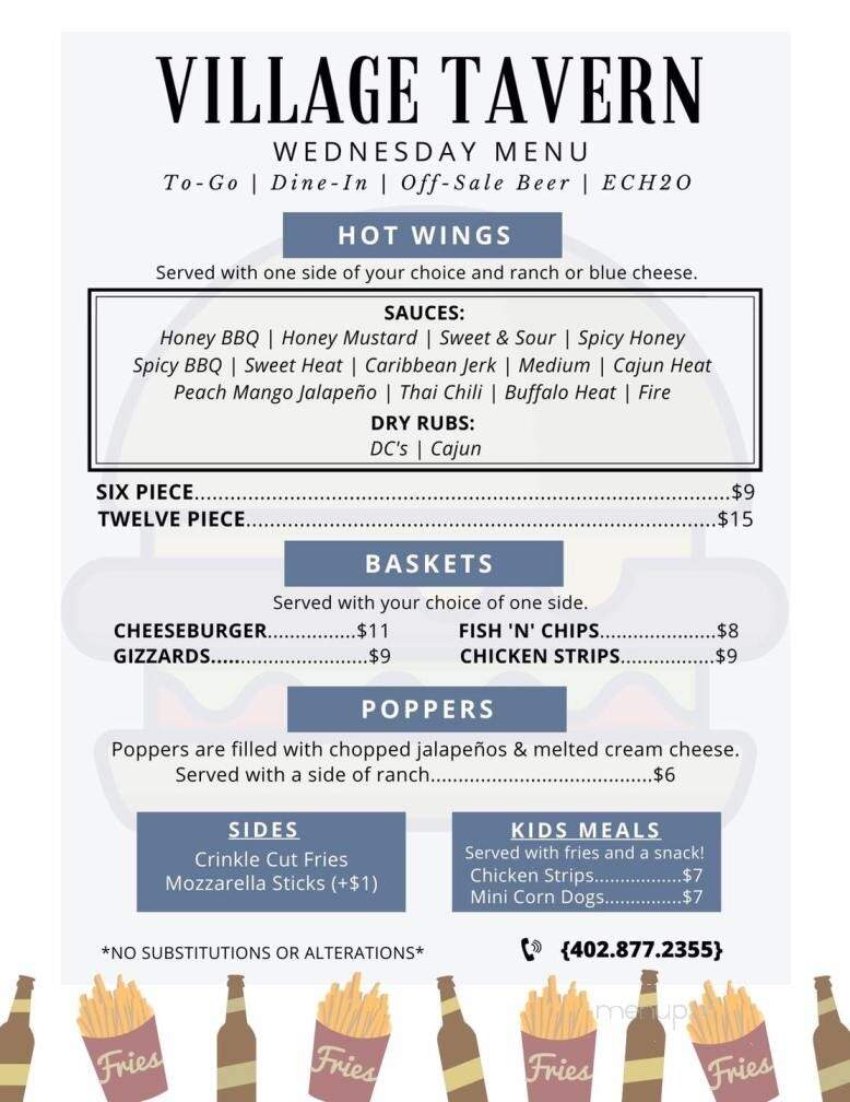Village Tavern - Elk Creek, NE menu_pic