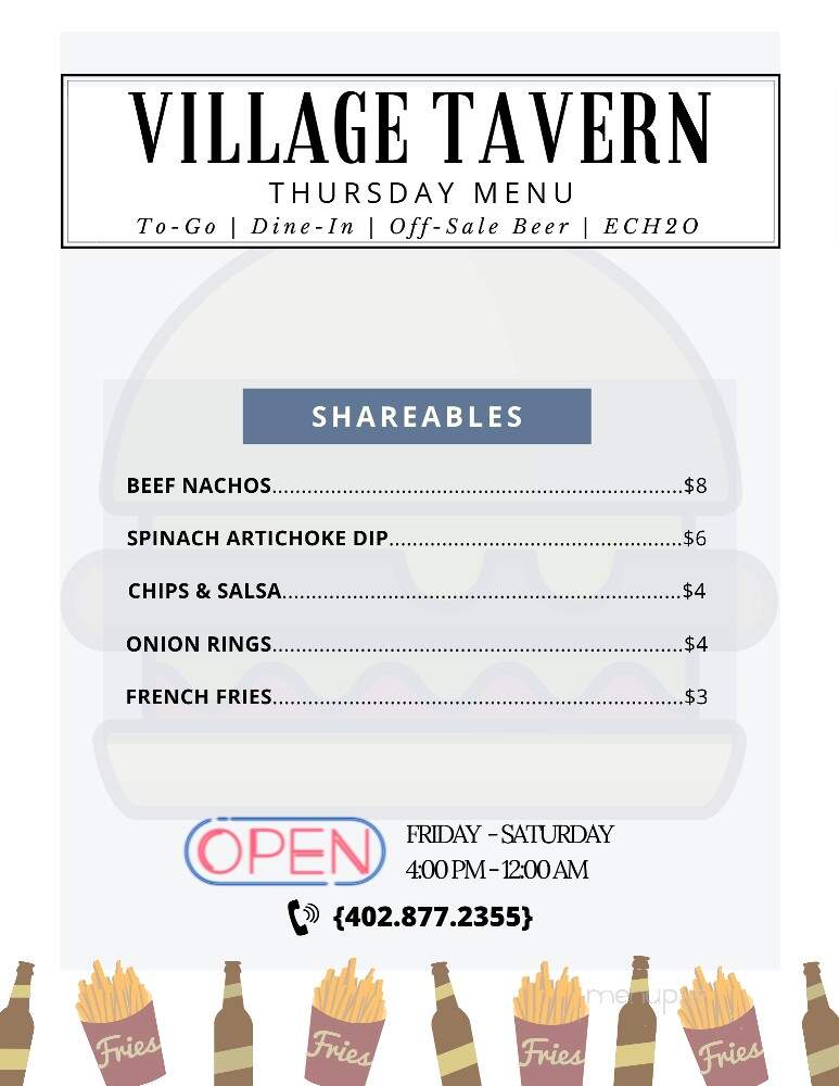 Village Tavern - Elk Creek, NE menu_pic