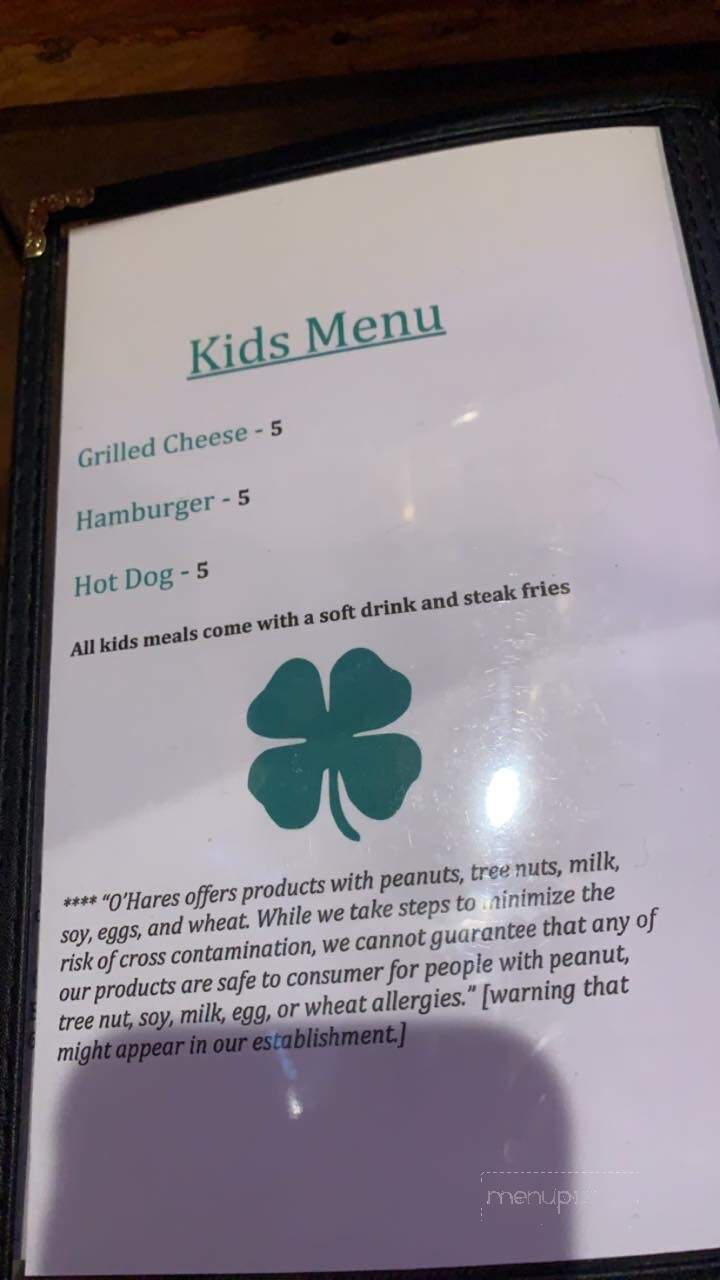 O'Hare Bar - Bay City, MI menu_pic