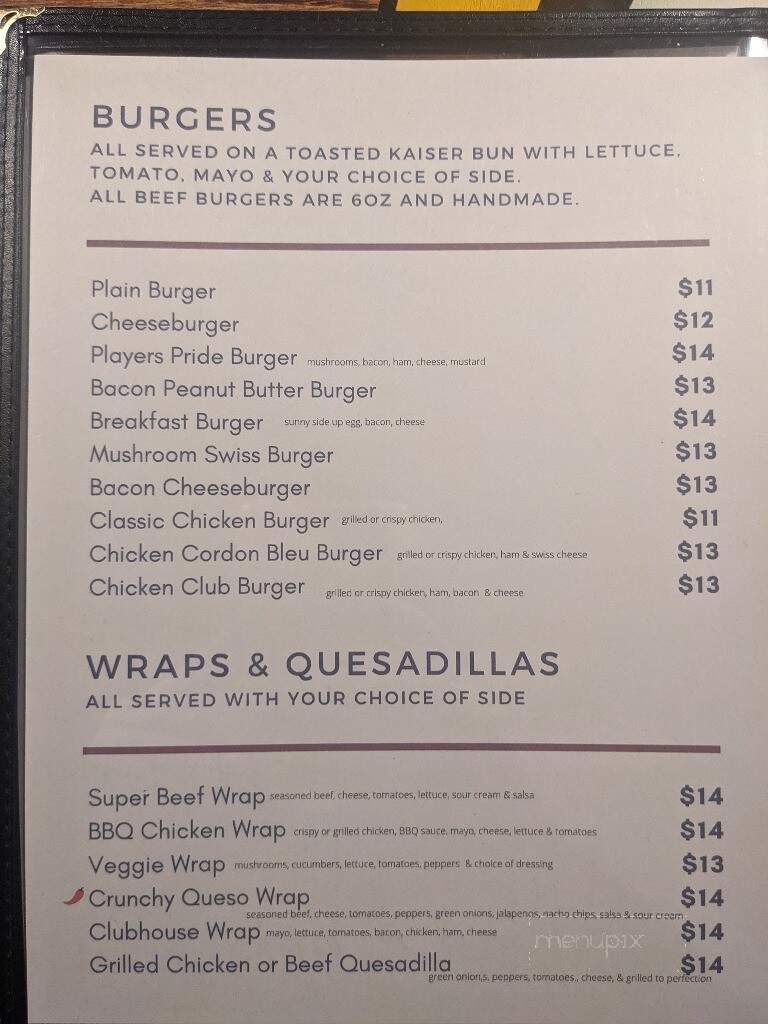 Players Pub & Eatery - Medicine Hat, AB menu_pic