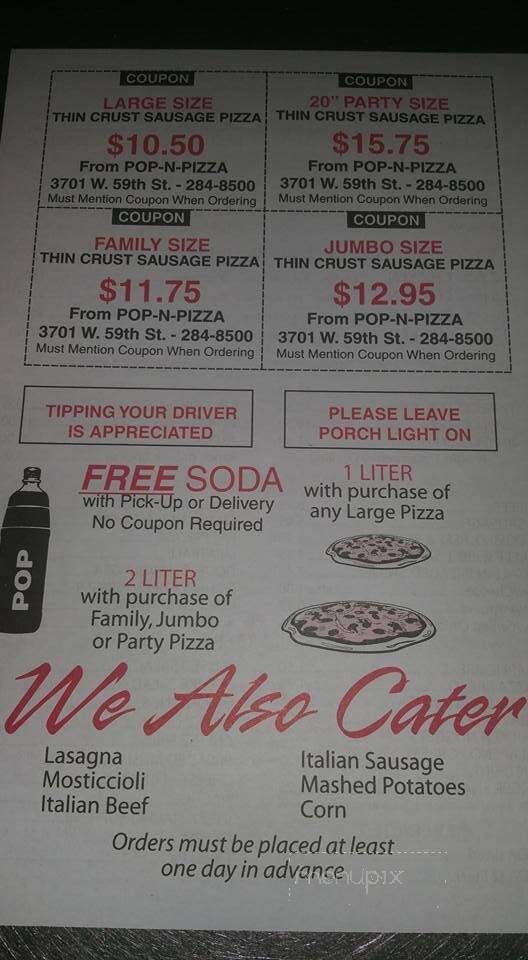 Pop-N-Pizza - Chicago, IL menu_pic