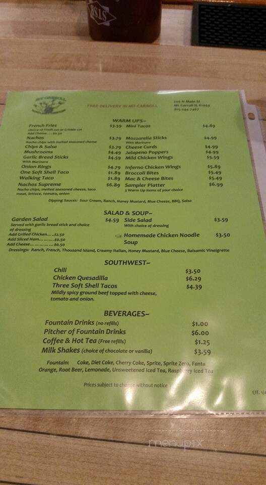 Carroll Bowling Lanes & Lounge - Mount Carroll, IL menu_pic