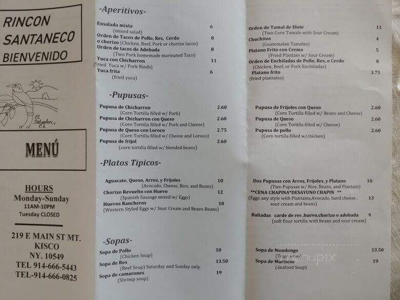Rincon Santaneco's - Mount Kisco, NY menu_pic