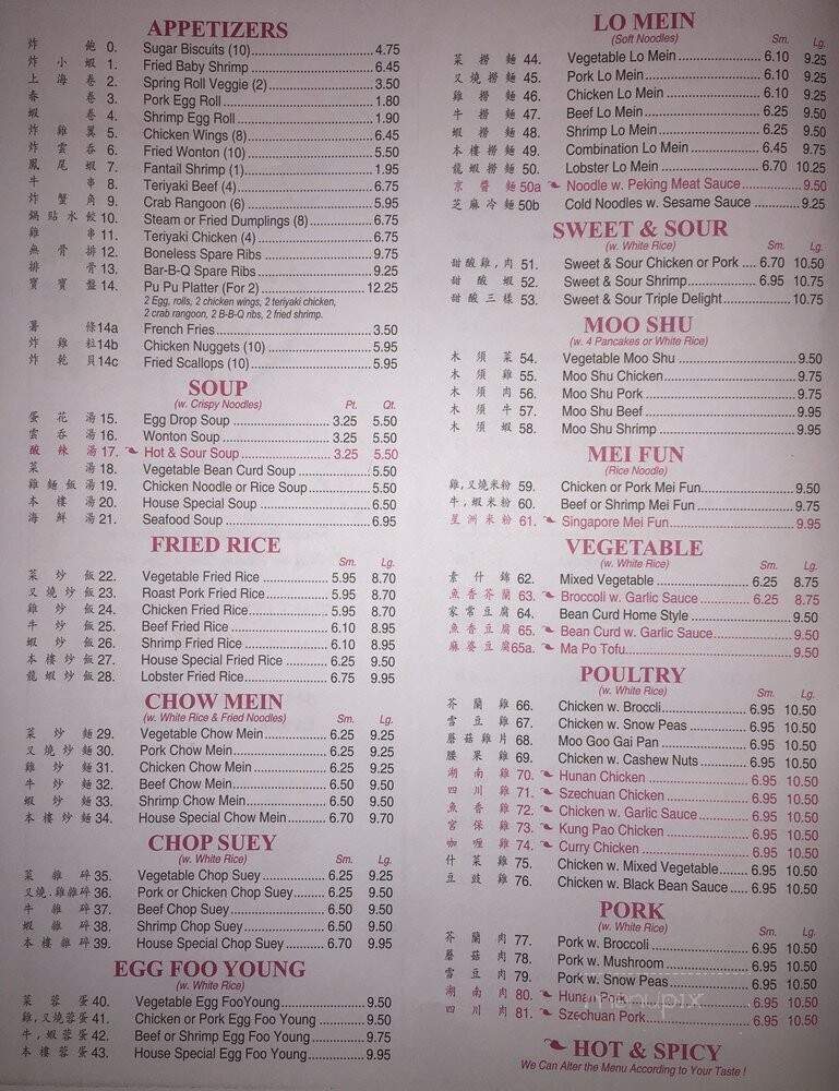 China Kitchen - Evans City, PA menu_pic