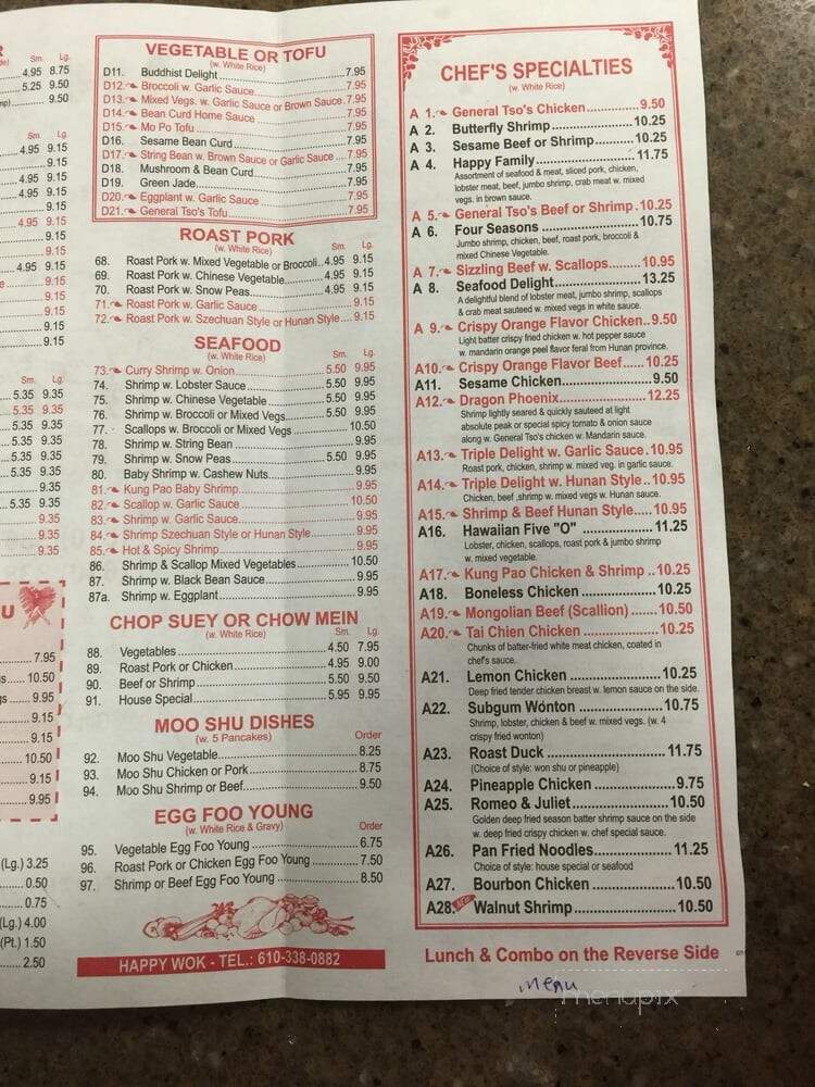 Happy Wok - Swarthmore, PA menu_pic