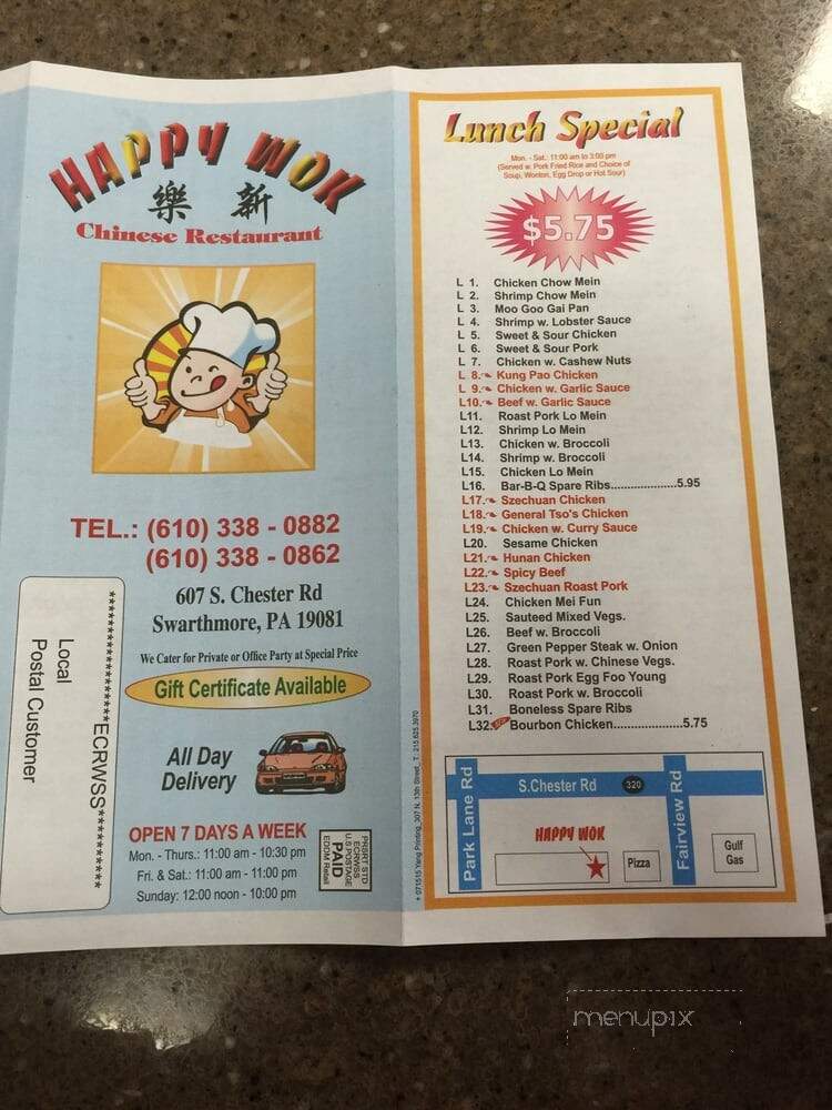 Happy Wok - Swarthmore, PA menu_pic