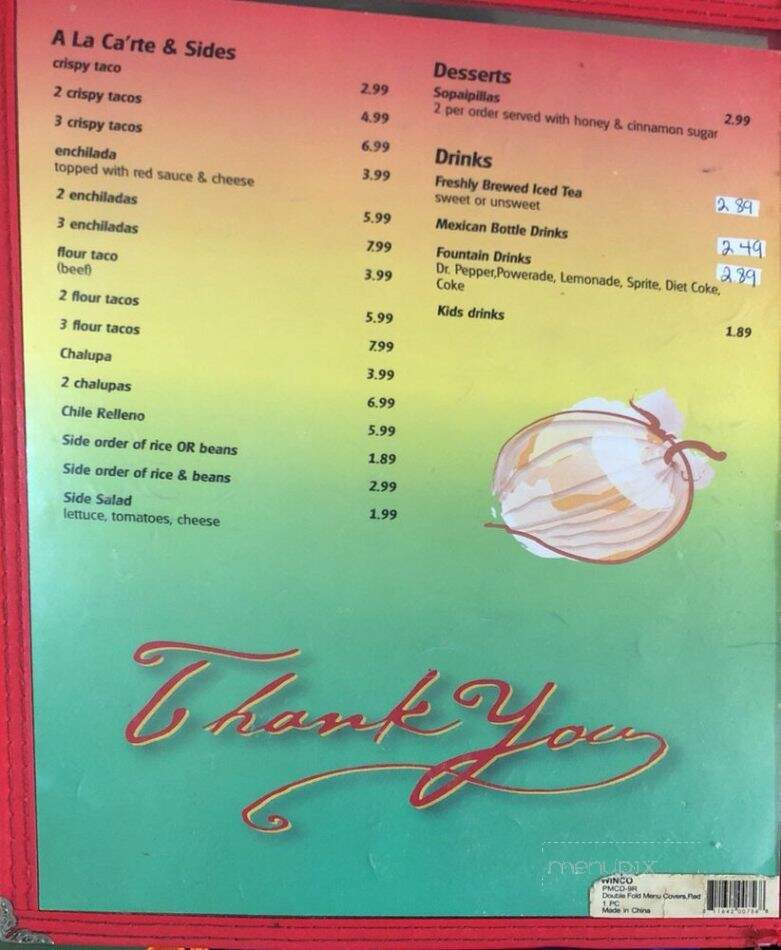 Lalito's Mexican Restaurant - Plains, TX menu_pic