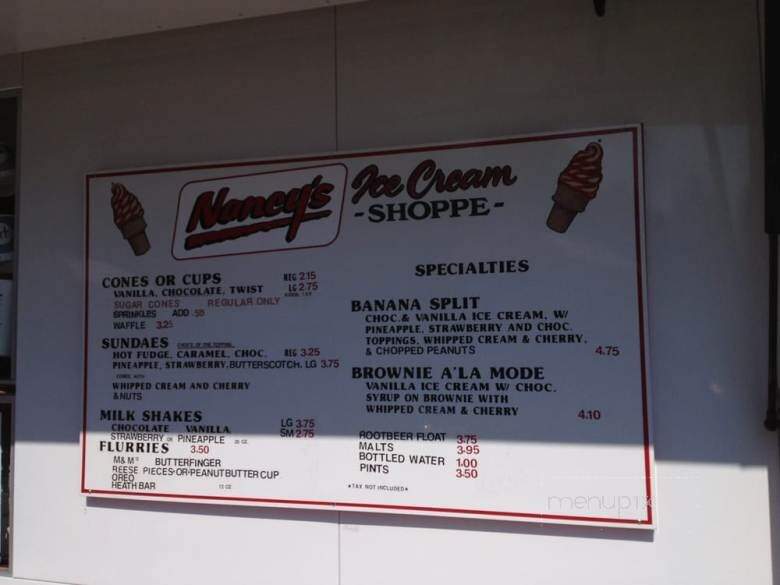 Nancy's Ice Cream Shop - Colonial Beach, VA menu_pic
