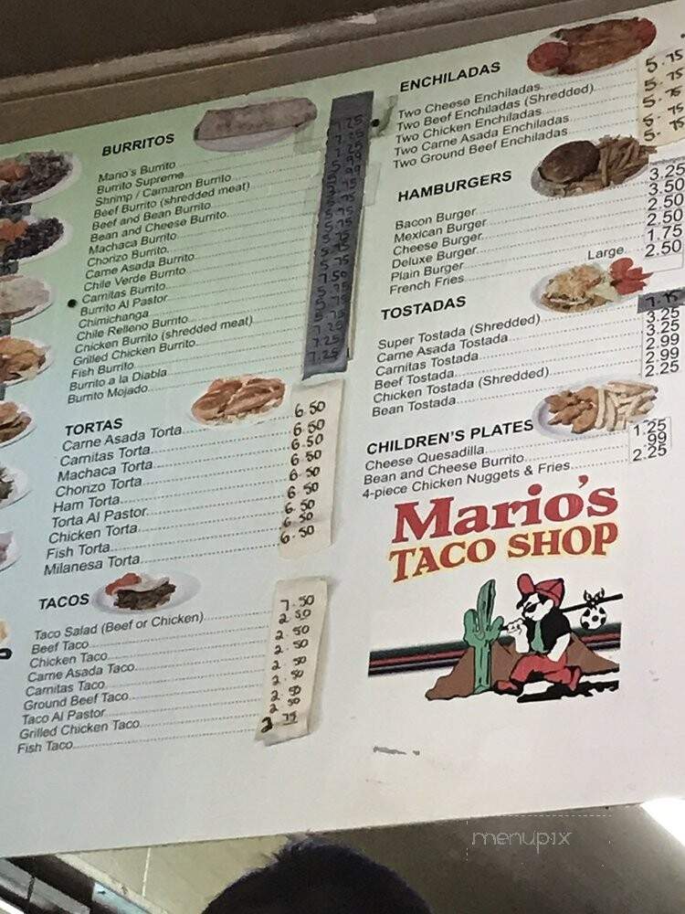 Mario's Taco Shop - Merced, CA menu_pic