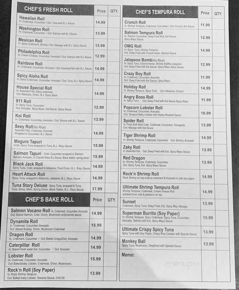Zen Sushi & Seafood Restaurant - La Crescenta-Montrose, CA menu_pic