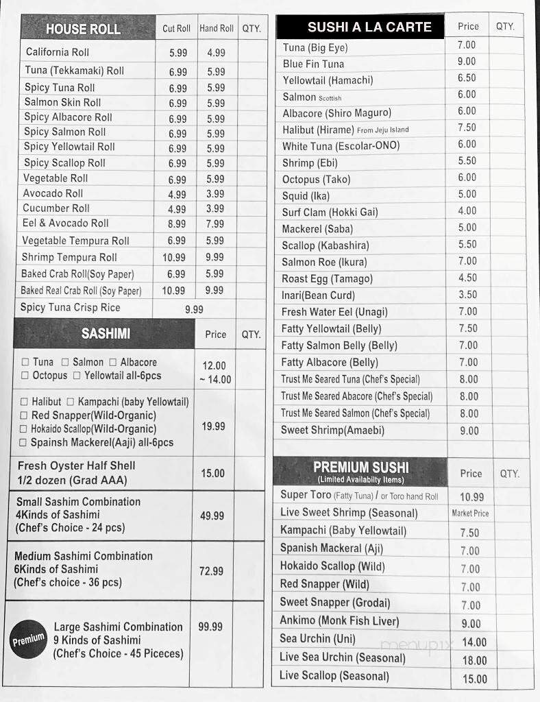 Zen Sushi & Seafood Restaurant - La Crescenta-Montrose, CA menu_pic