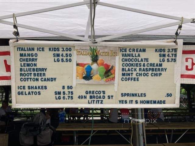 Greco's Italian Ices & Homemade Ice Cream - Lititz, PA menu_pic