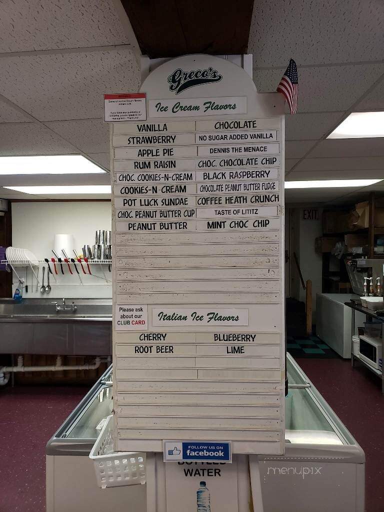 Greco's Italian Ices & Homemade Ice Cream - Lititz, PA menu_pic