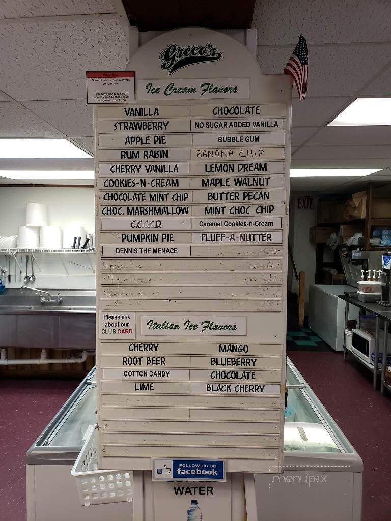 Greco's Italian Ices & Homemade Ice Cream - Lititz, PA menu_pic