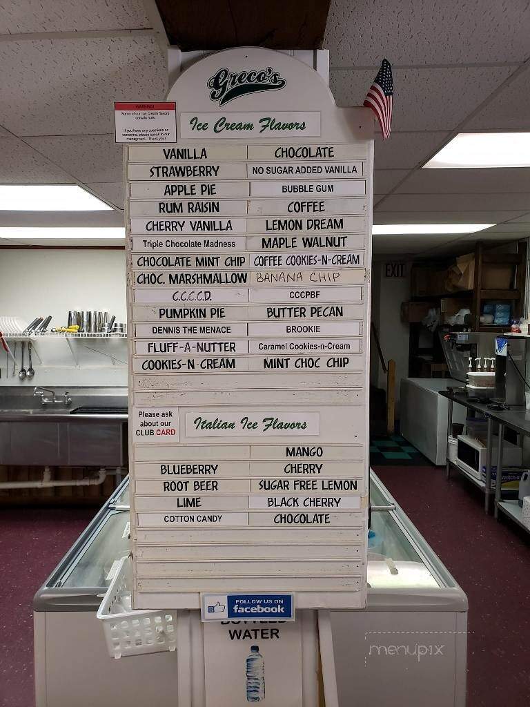 Greco's Italian Ices & Homemade Ice Cream - Lititz, PA menu_pic