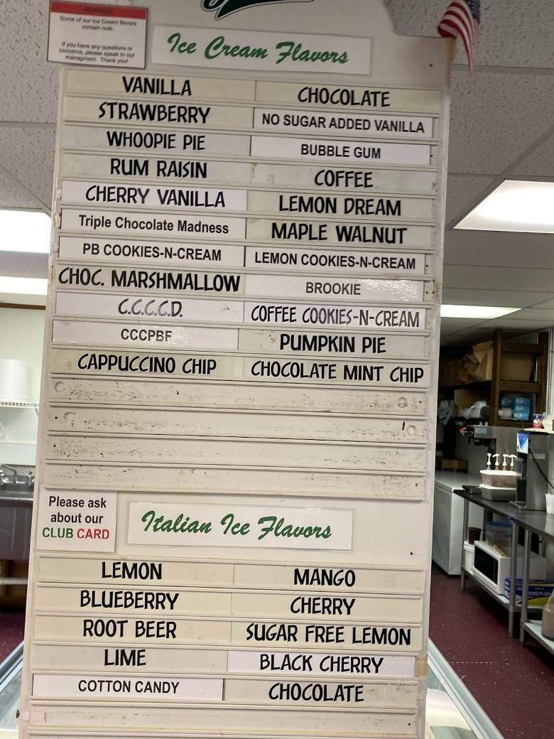 Greco's Italian Ices & Homemade Ice Cream - Lititz, PA menu_pic