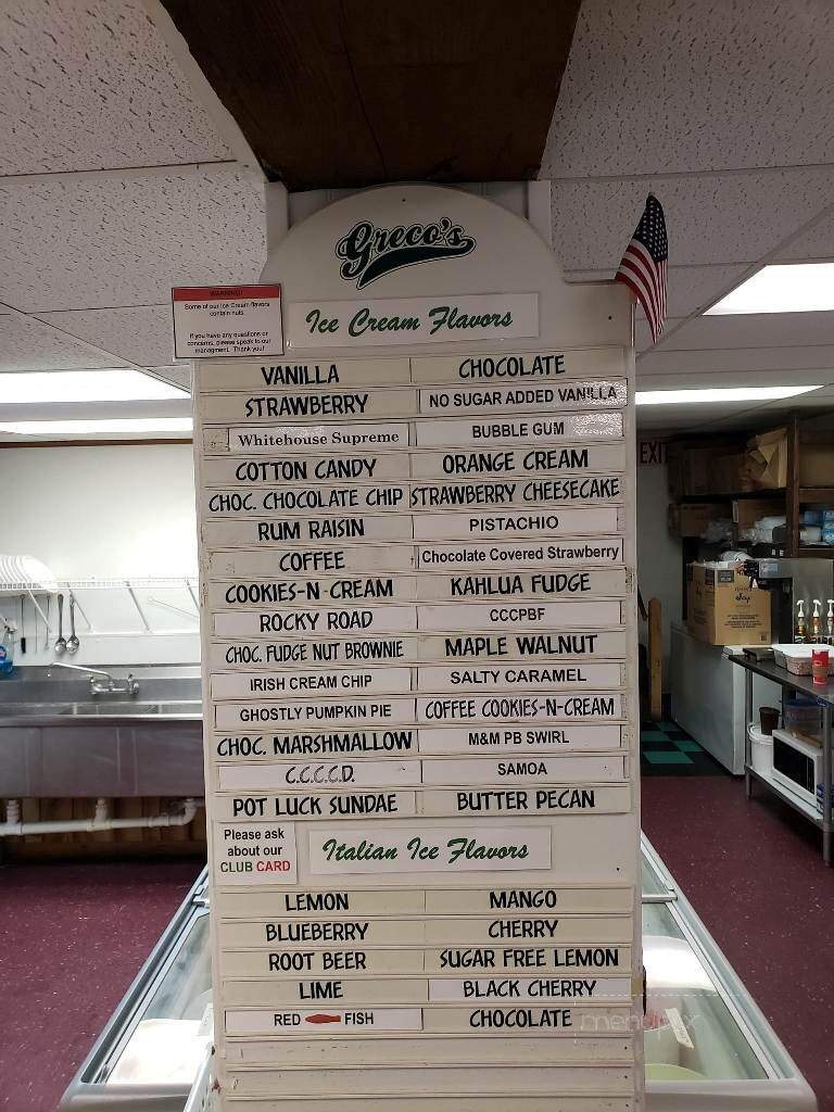 Greco's Italian Ices & Homemade Ice Cream - Lititz, PA menu_pic