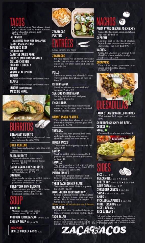 ZacaTacos Mexican Grill - Bay City, MI menu_pic