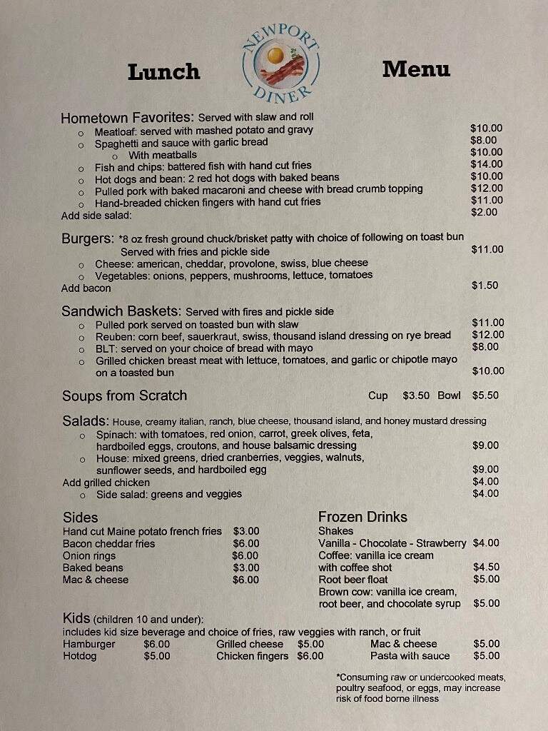 Newport Diner - Newport, ME menu_pic