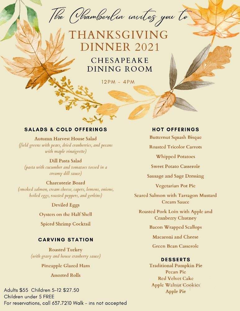 Hampton Room at the Chamberlin - Hampton, VA menu_pic