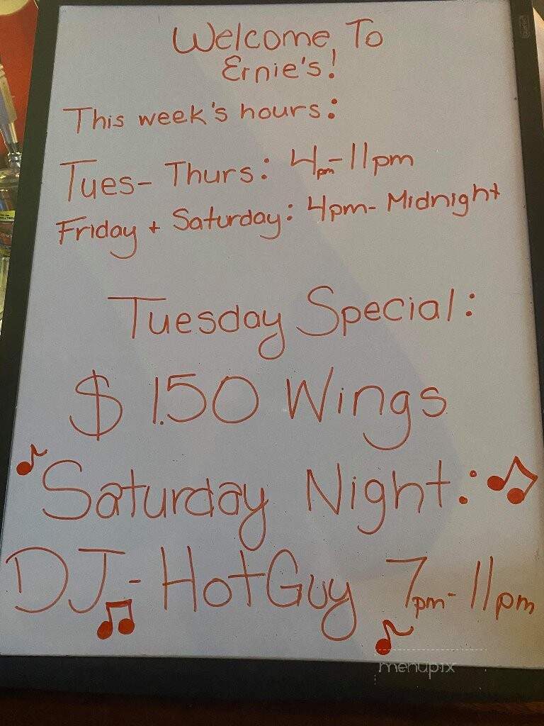 Ernie's Tavern - Brackenridge, PA menu_pic