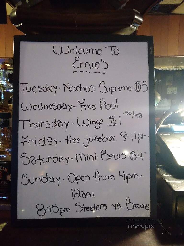 Ernie's Tavern - Brackenridge, PA menu_pic