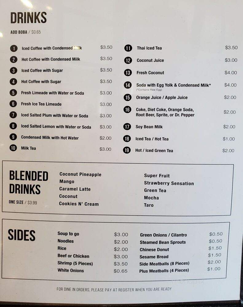 Pho Hong Phat - Long Beach, CA menu_pic