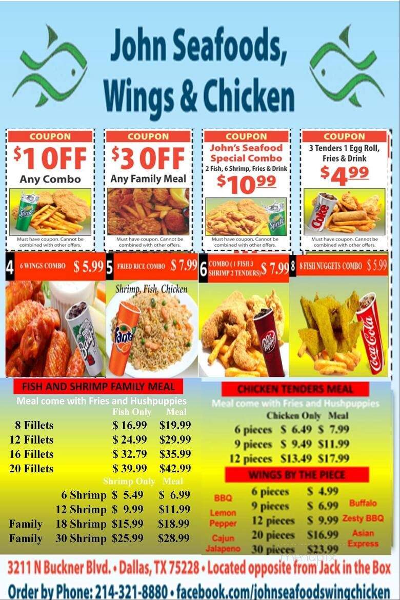 John's Seafood & Chicken - Dallas, TX menu_pic