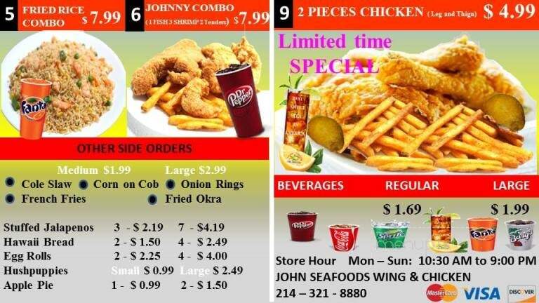 John's Seafood & Chicken - Dallas, TX menu_pic