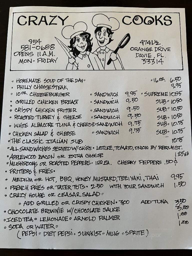 Crazy Cooks Cafe & Catering - Davie, FL menu_pic
