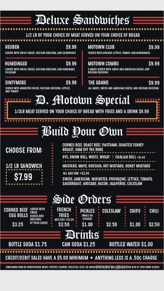 D Motown Deli - Detroit, MI menu_pic