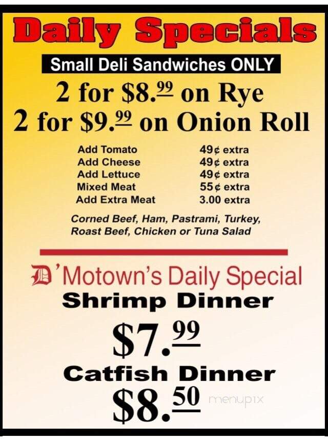 D Motown Deli - Detroit, MI menu_pic