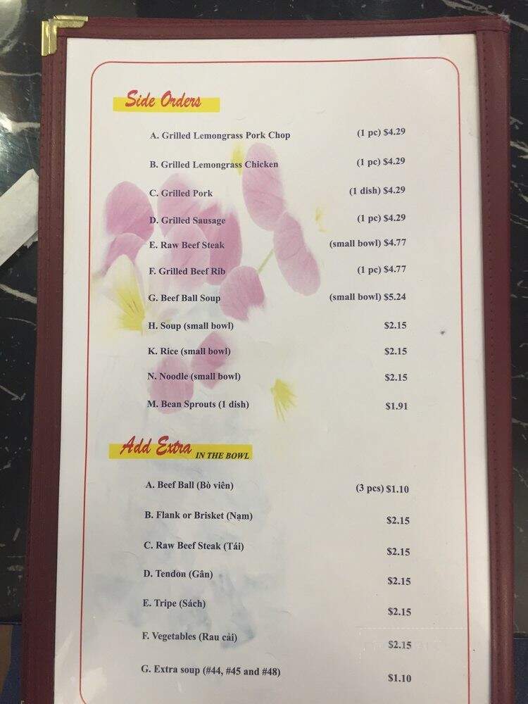 Pho Huy Vietnamese Restaurant - Port Coquitlam, BC menu_pic