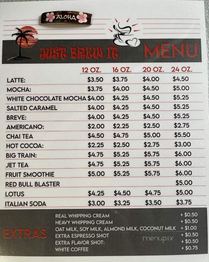 Just Brew It Espresso - Orofino, ID menu_pic