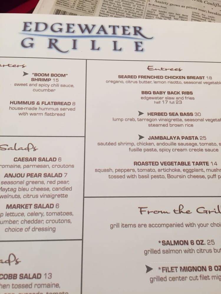 Edgewater Grille - Coralville, IA menu_pic
