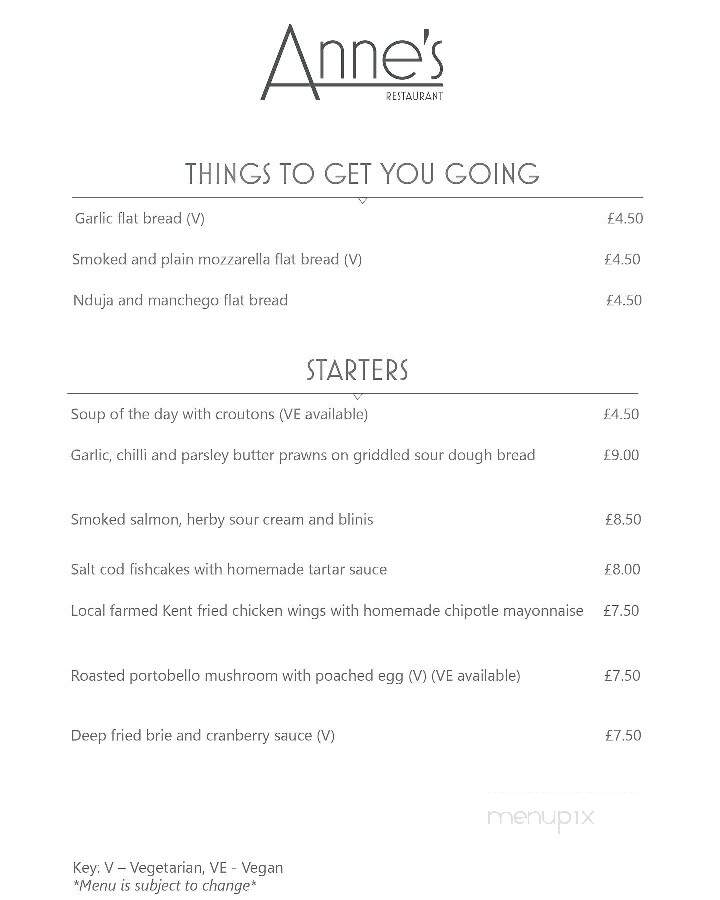 Anne's Restaurant - Summer Shade, KY menu_pic