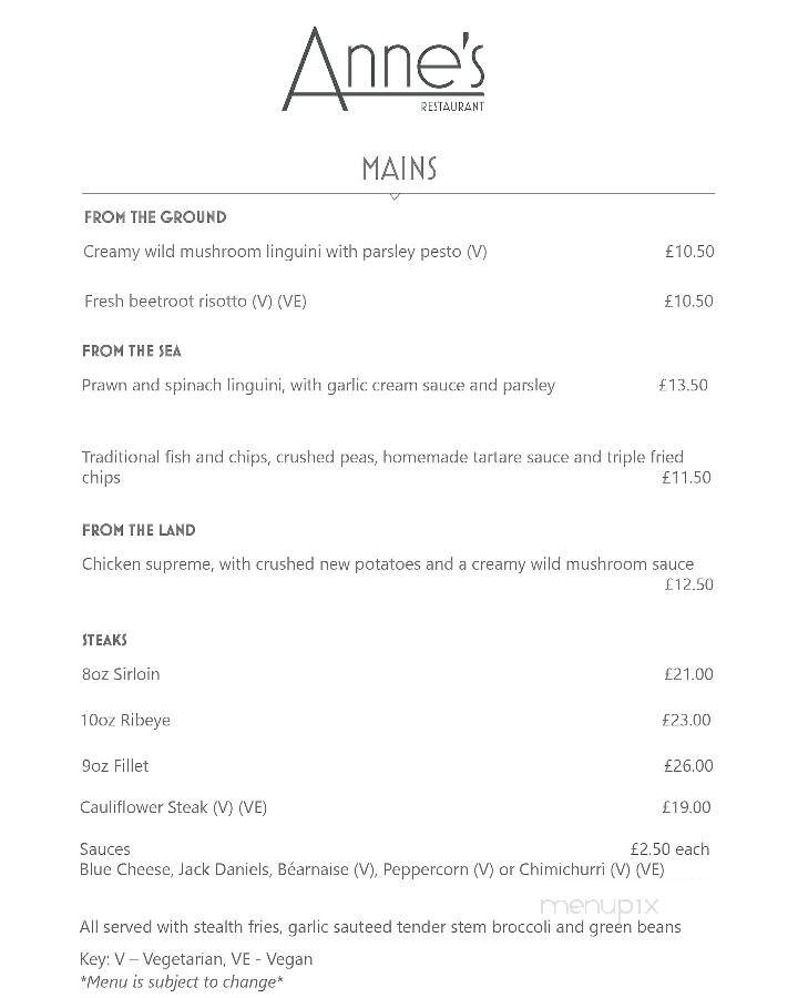 Anne's Restaurant - Summer Shade, KY menu_pic