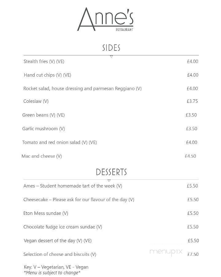 Anne's Restaurant - Summer Shade, KY menu_pic