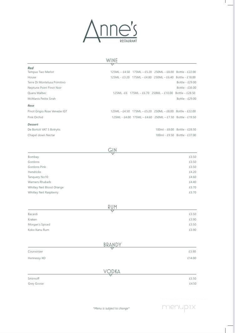 Anne's Restaurant - Summer Shade, KY menu_pic