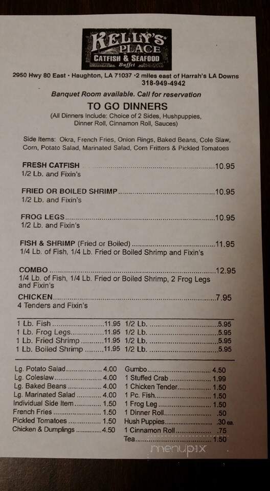 Kelly's Place - Haughton, LA menu_pic