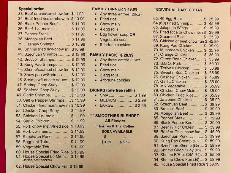 Hong Kong Express - Tustin, CA menu_pic